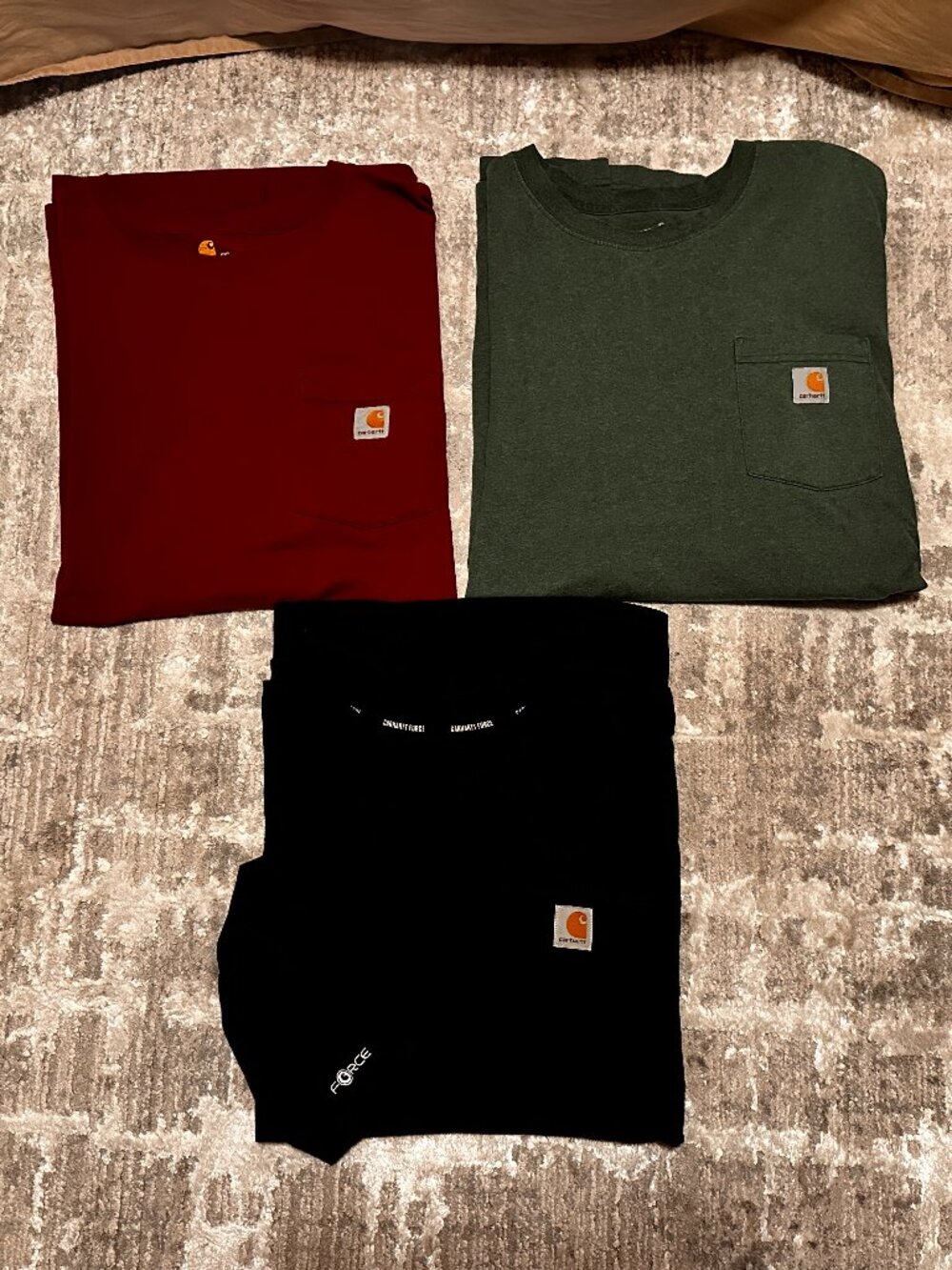 Lot of 3 Carhartt Men's T-Shirt Long Sleeve 2XL XXL Work wear Pocket Tees Thick